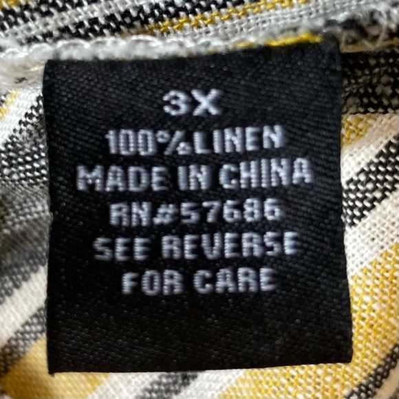 New Look Women's 100% Linen Black/Yellow Striped Wide Leg Pants w/Elastic Waist - Picture 5 of 12